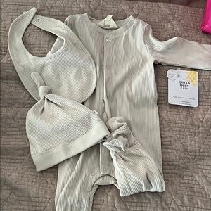 Burt's Bees Baby Organic Cotton Footie Set in Cream